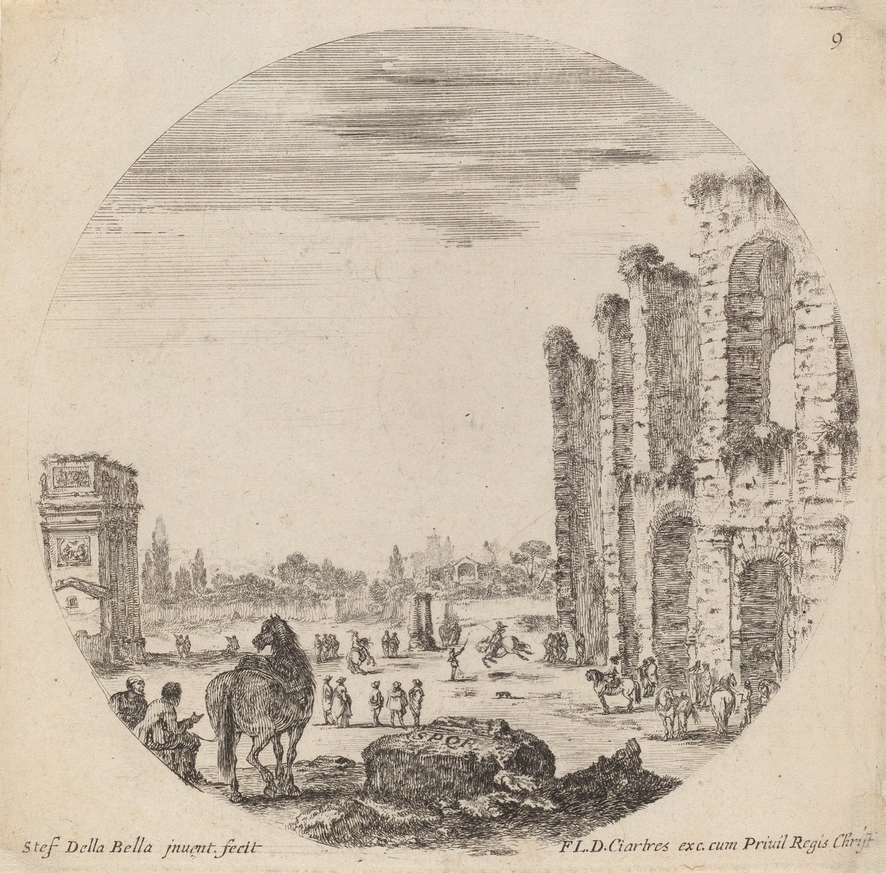 कोलोसियम और कॉन्स्टेंटाइन का आर्क, 1646। द्वारा स्टेफानो डेला बेला