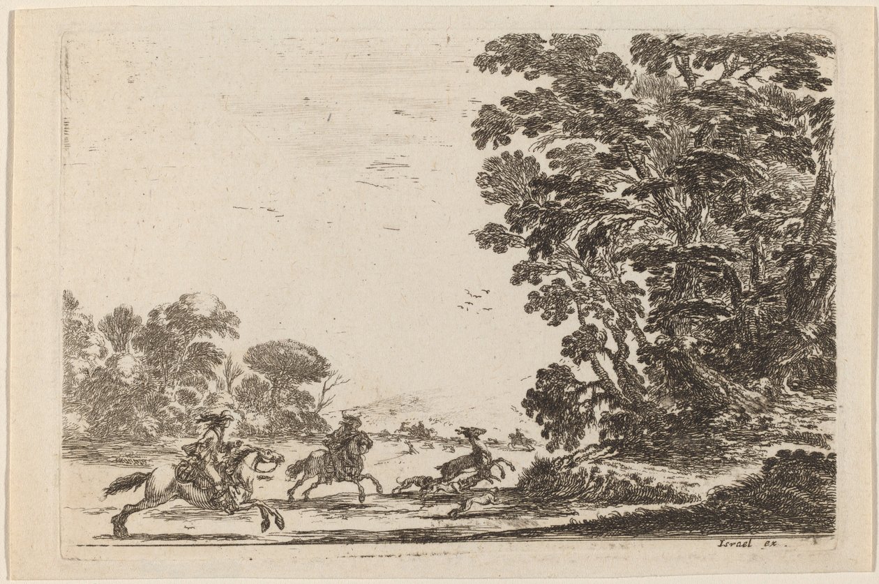 हिरण शिकार के साथ वन, 1642। द्वारा स्टेफानो डेला बेला