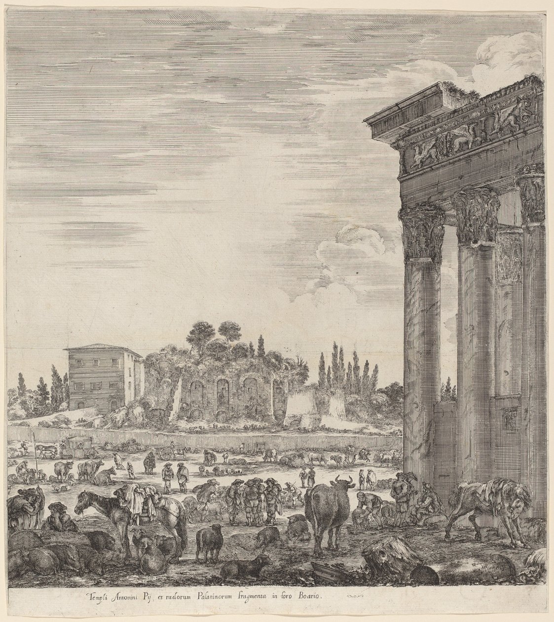 एंटोनिनस और कैम्पो वैक्सीनो का मंदिर, 1656। द्वारा स्टेफानो डेला बेला
