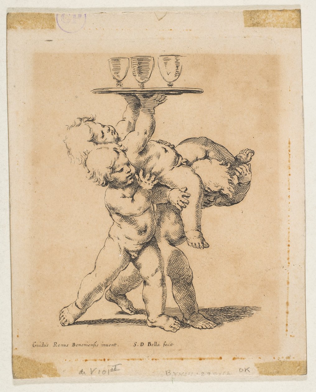 एक ट्रे के साथ तीन बच्चे, ca. 1638. द्वारा स्टेफानो डेला बेला