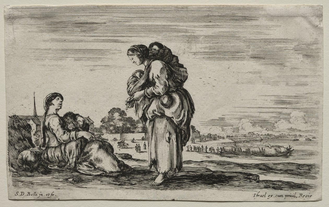 विभिन्न आंकड़े और परिदृश्य: दो माँ एक साथ चैटिंग, 1649। द्वारा स्टेफानो डेला बेला