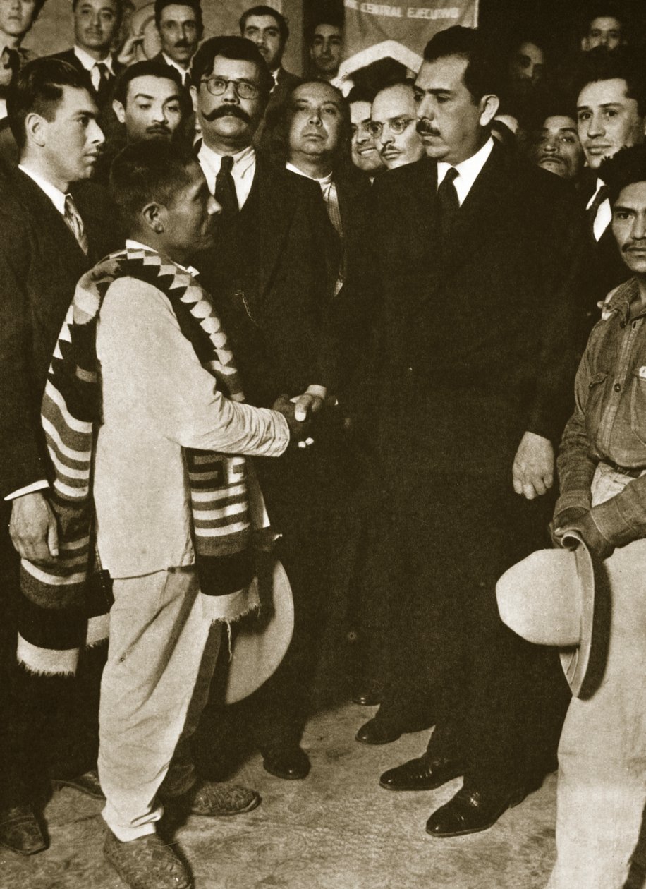लाजारो कर्डेनस ने एक भारतीय प्रतिनिधिमंडल प्राप्त किया, 1930 का दशक (bw फोटो) द्वारा Steinheimer