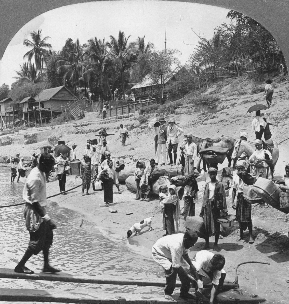इरावाडी स्टीमर, माडा, रंगून, बर्मा, 1908 में घूमते हुए यात्री द्वारा स्टीरियो यात्रा सह