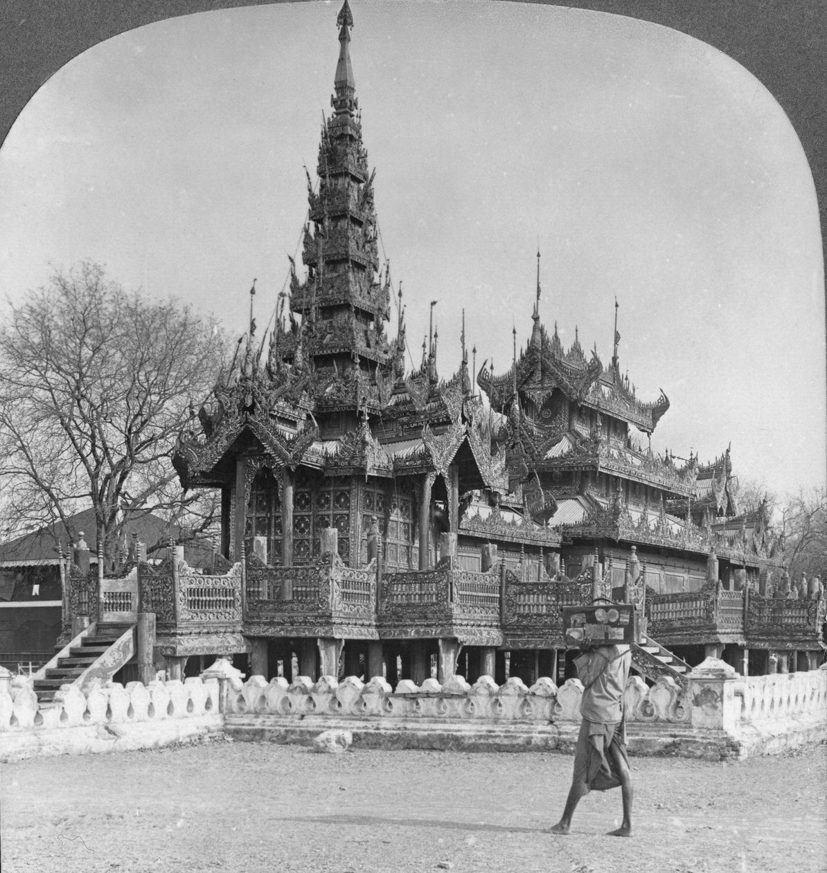 फोर्ट, मंडालय, बर्मा, 1908 में किंग थिबा का स्कूल द्वारा स्टीरियो यात्रा सह