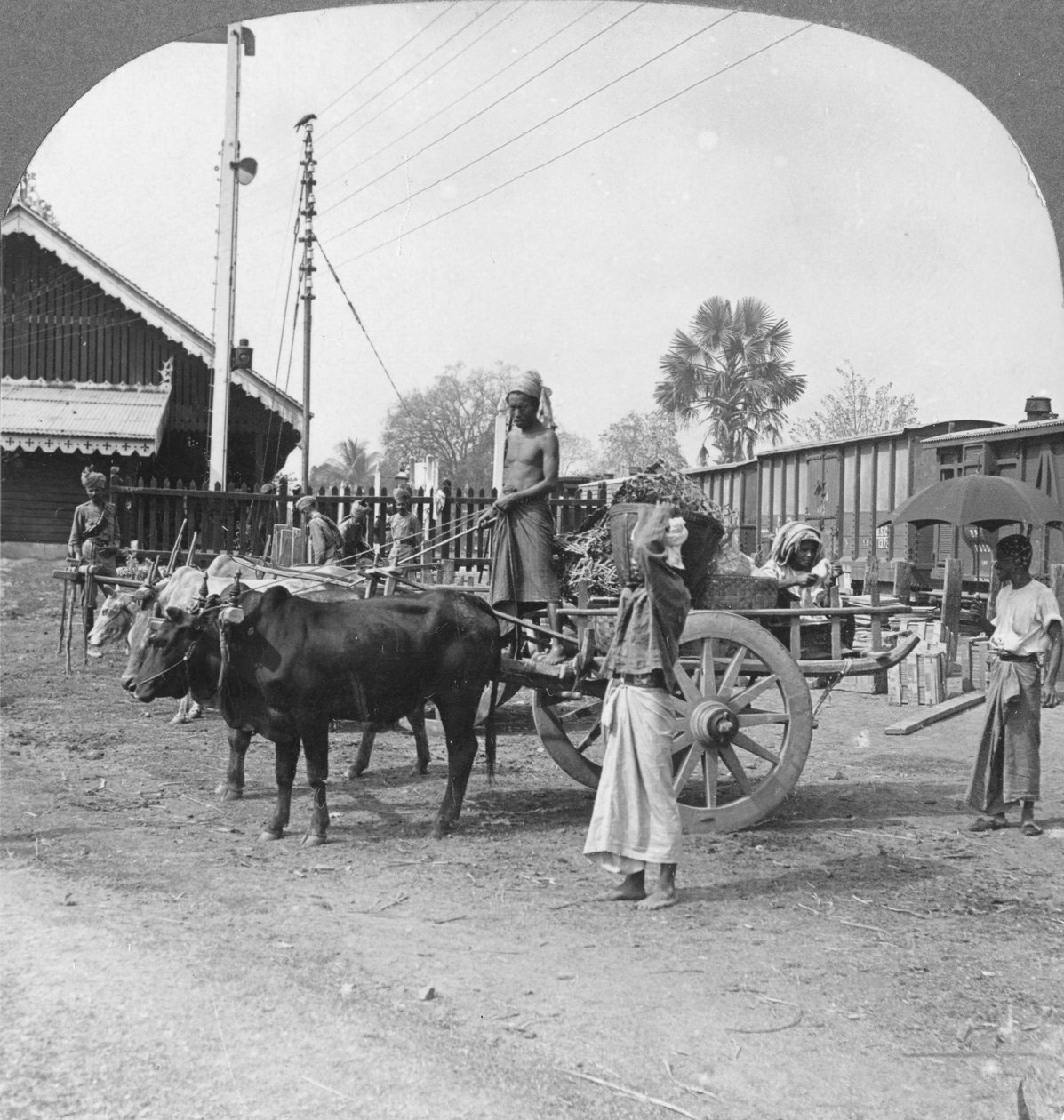 विशिष्ट रेलवे स्टेशन, कथा, बर्मा, 1908 द्वारा स्टीरियो यात्रा सह