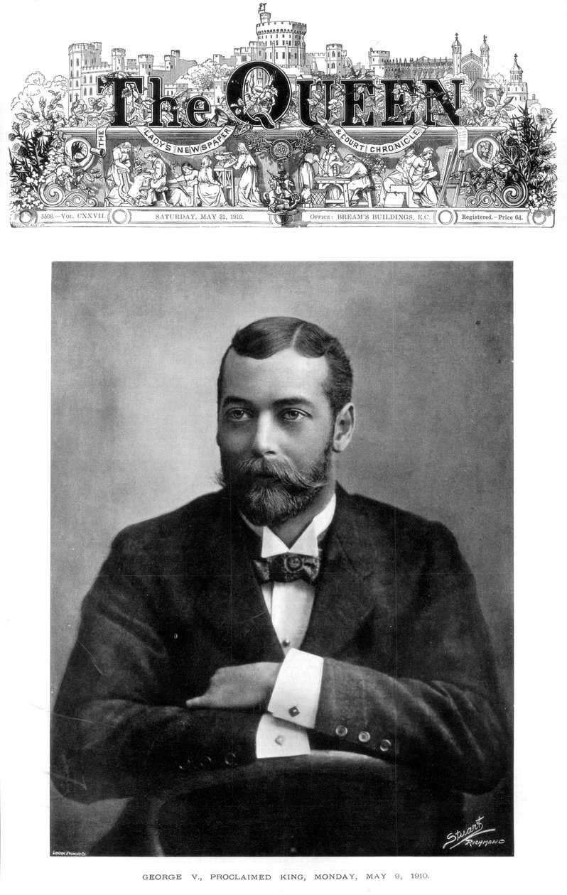 रानी का फ्रंट कवर, द लैडिस अख़बार, 21 मई 1910। द्वारा स्टुअर्ट रिचमंड