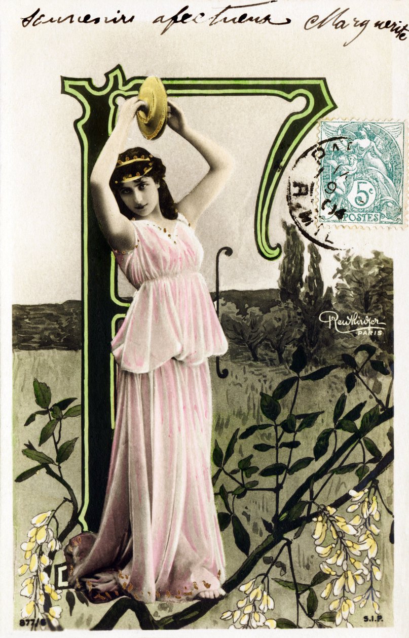 F: Mlle Beauregard, 1900 से कलाकार - पोस्टकार्ड में वर्णमाला द्वारा स्टूडियो रटलिंगर