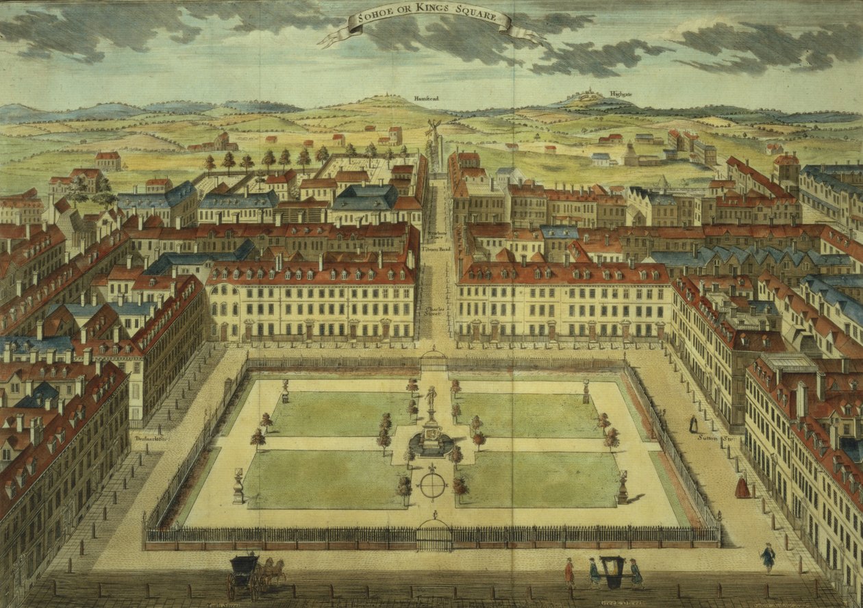 सोहो या किंग्स स्क्वायर, &39;स्टोव्स सर्वे ऑफ लंदन&39; के लिए, पब। 1754 द्वारा सटन निकोल्स
