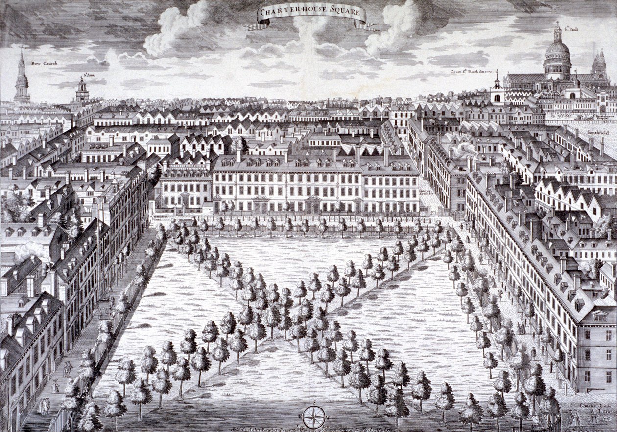 चार्टरहाउस स्क्वायर, फिन्सबरी, लंदन का विहंगम दृश्य, c1750 द्वारा सटन निकोल्स