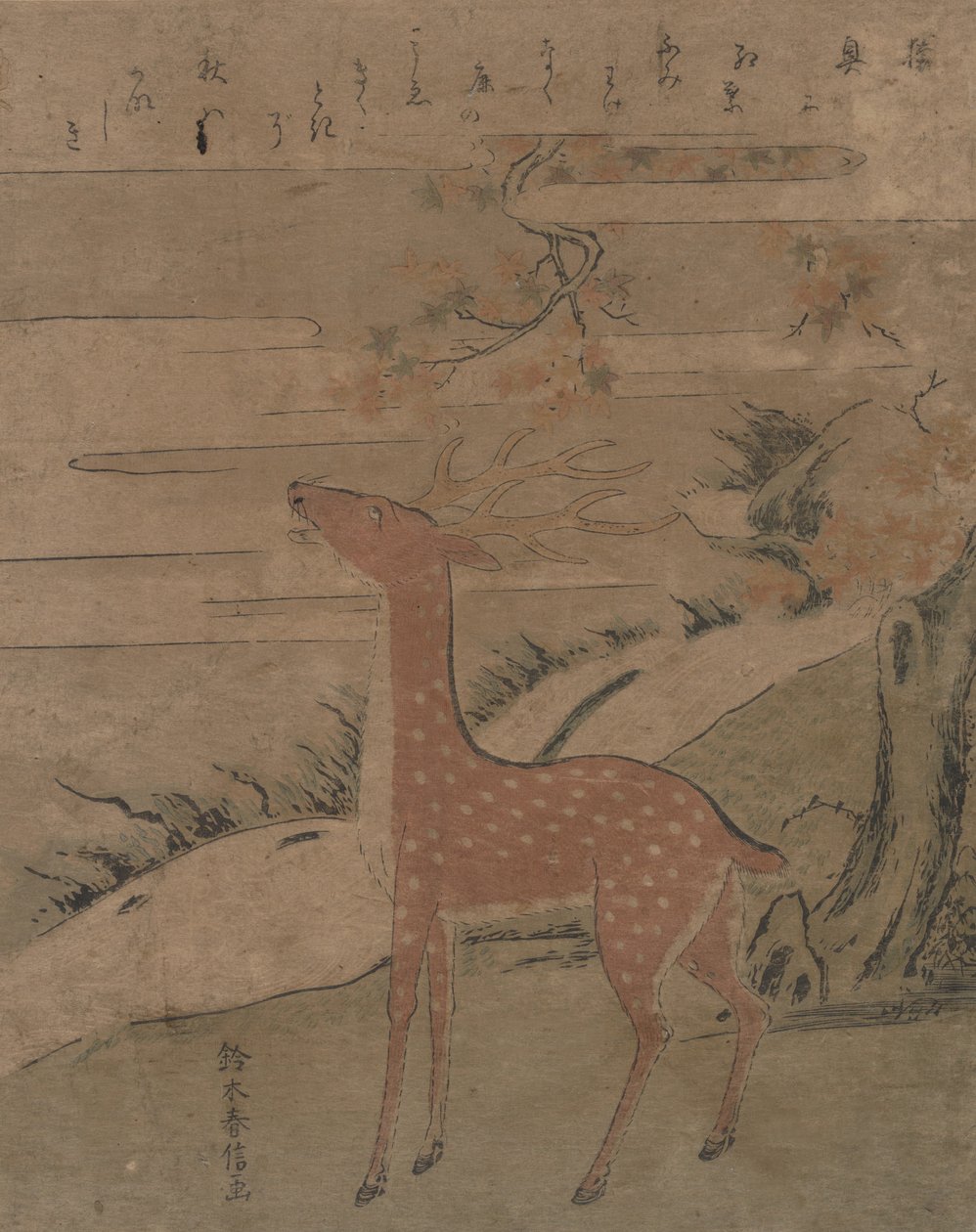 द क्राई ऑफ़ द स्टैग, सीए। 1760., सीए। 1760. द्वारा सुज़ुकी हरुनोबु