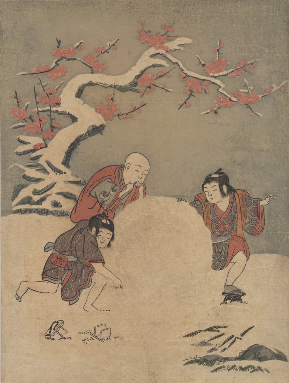द स्नो बॉल, 1770., 1770। द्वारा सुज़ुकी हरुनोबु