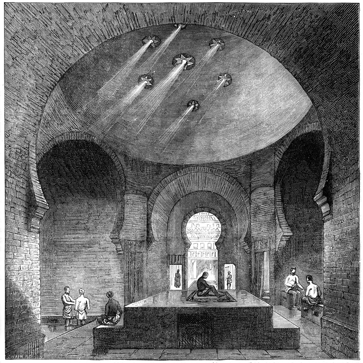 1891 में लंदन के जर्मेन स्ट्रीट में एक तुर्की स्नान। द्वारा गड़ेरिया