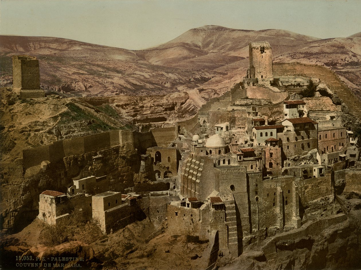 मार्च सबा का मठ, c.1880-1900 (फोटोक्रोम) द्वारा स्विस फोटोग्राफर