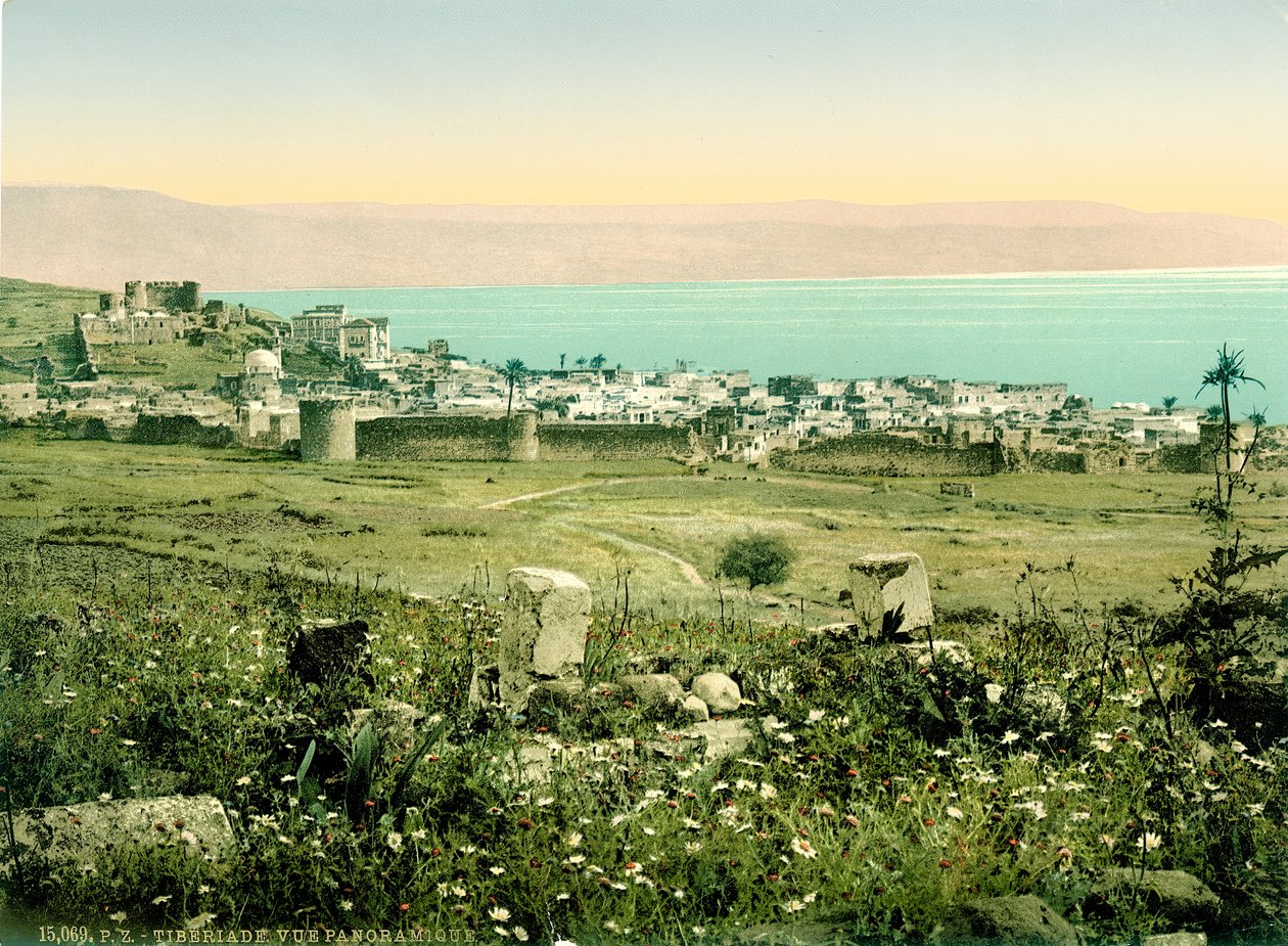 दक्षिण से Tiberias का दृश्य, c.1880-1900 (फोटोक्रोम) द्वारा स्विस फोटोग्राफर