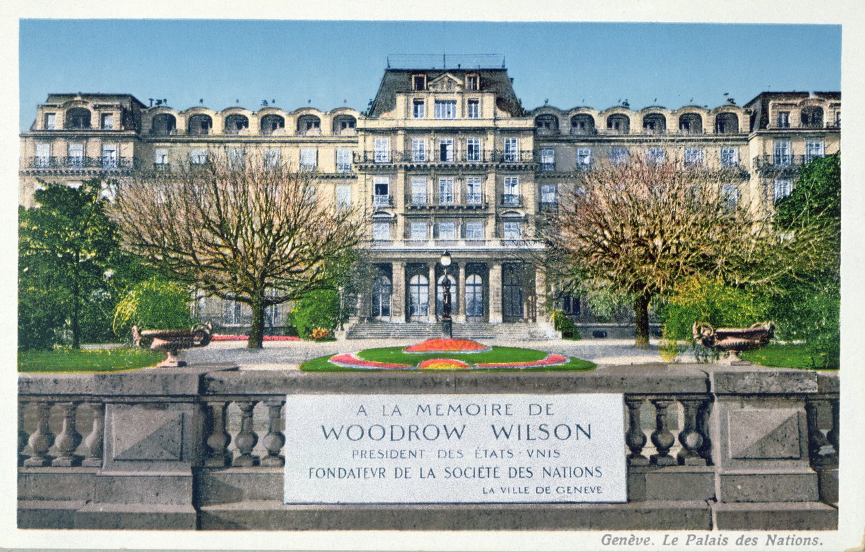 जिनेवा में पालिस डेस नेशंस का पोस्टकार्ड, पोस्टकार्ड c.1924 द्वारा स्विस स्कूल
