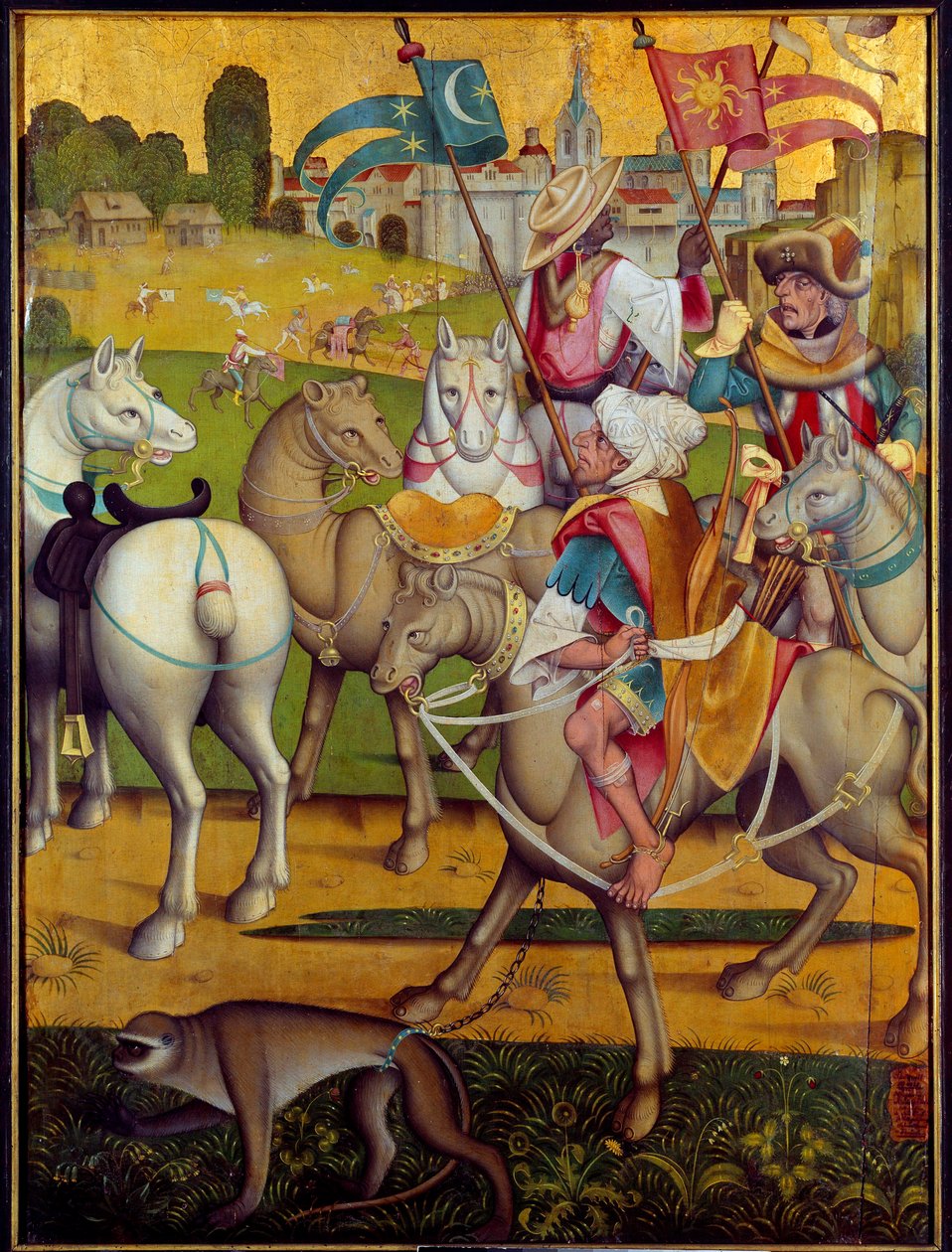 द राइडिंग ऑफ़ द मैगी किंग्स पेंटिंग ऑफ़ द स्विस स्कूल। 1460 लगभग। डिजॉन, ललित कला संग्रहालय द्वारा स्विस स्कूल