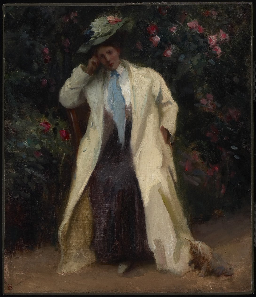 लेडी विथ ए डॉग, c.1898 (कैनवस बोर्ड पर तेल) द्वारा सिडनी स्ट्रिकलैंड टुल्ली
