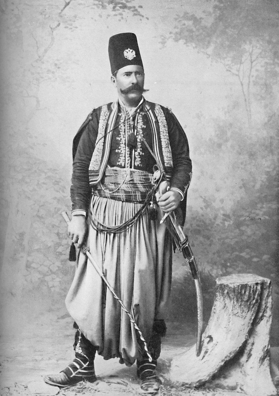 एक सीरियन अपनी पूरी पोशाक, 1902 में द्वारा टीआर डुमास और बेटा