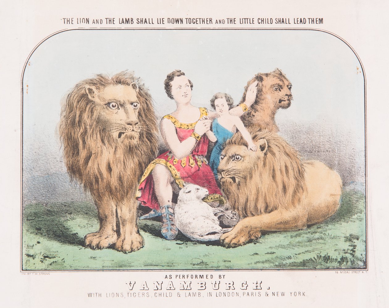 द लायन एंड लैम्ब शॉल लेट डाउन टुगेदर और द लिटिल चाइल्ड शैल लीड देम, c.1840 (पेपर पर वाटर कलर) द्वारा TW मजबूत