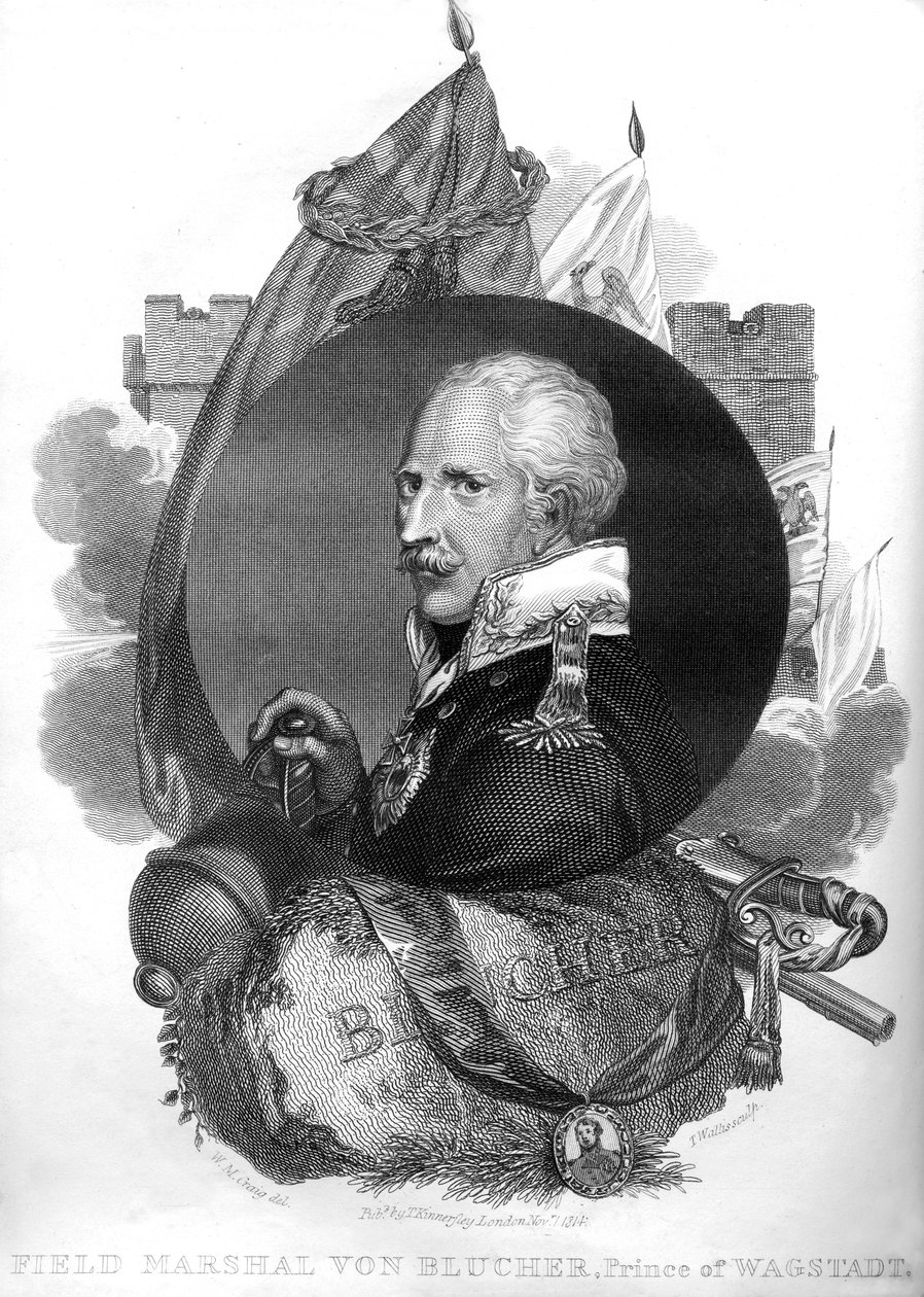 फील्ड मार्शल वॉन ब्लूचर, 1816 के वैगस्टाट के राजकुमार। द्वारा टी। वालिस