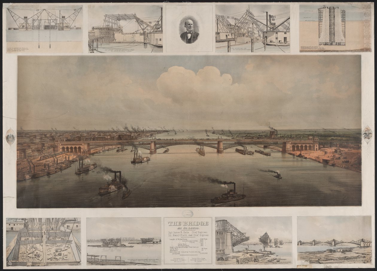 सेंट लुइस में पुल, c.1874 (क्रोमोलिथोग्राफ) द्वारा टी। वेल्डर