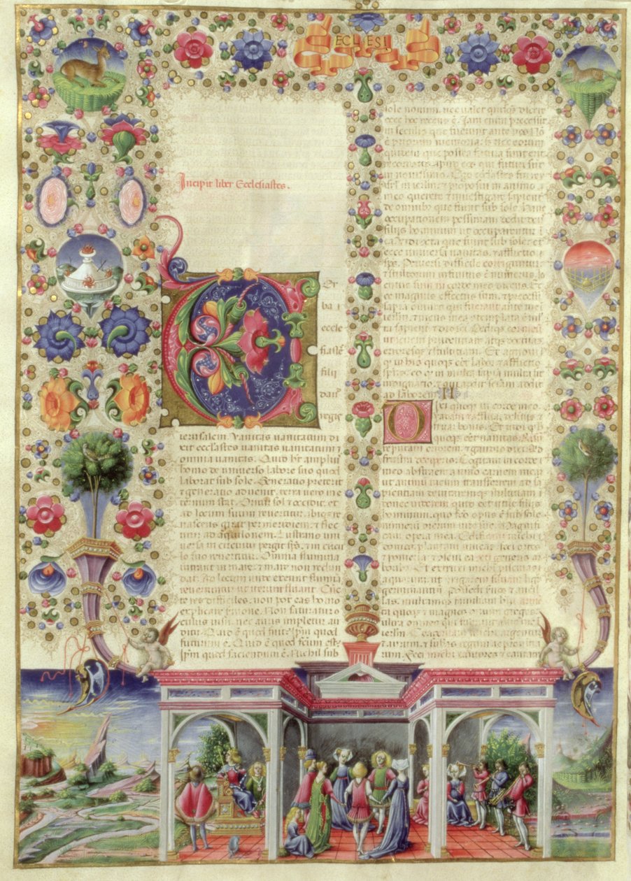 लाट 422 वोली fol.280v द बुकिंग ऑफ द एक्केलेसिस्टेस की शुरुआत, बोरसो डेस्टी बाइबल से, c.1455-61 द्वारा तदेदेव क्रिवल्लि
