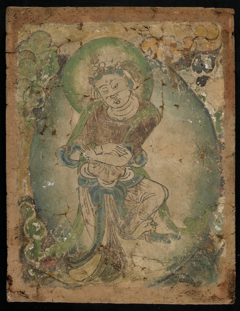 नृत्य आंकड़ा, किज़िल, झिंजियांग प्रांत, 600-800 (प्लास्टर पर वर्णक) द्वारा तांग राजवंश चीनी स्कूल
