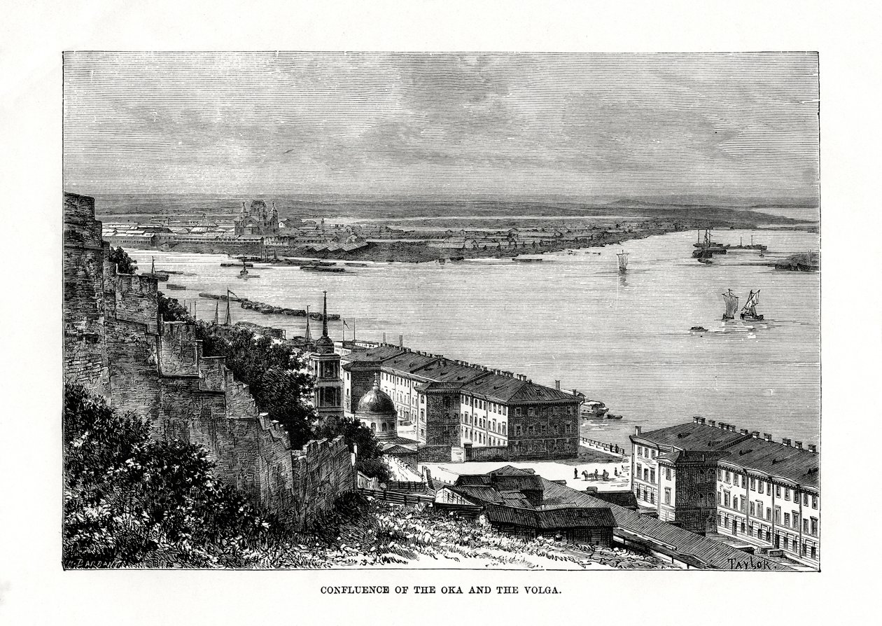 ओका और वोल्गा का संगम, रूस, 1879 द्वारा टेलर