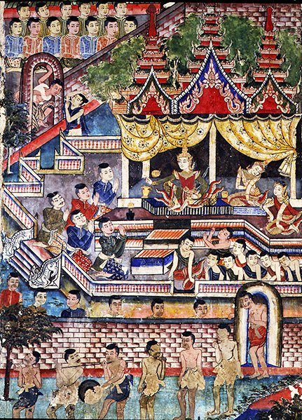 Wiharn Laikarn, episode from Jataka Sang Thong (fresco) द्वारा थाई स्कूल