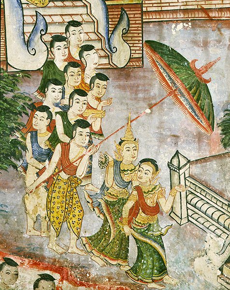 Wiharn Laikarn, episode from Jataka Sang Thong (fresco) द्वारा थाई स्कूल