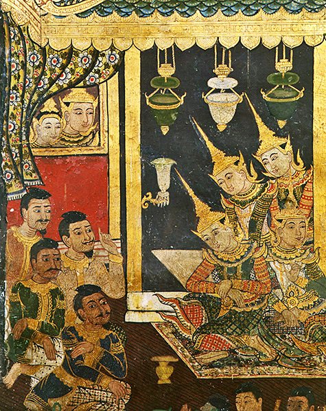 Wiharn Laikarn, episode from Jataka Sang Thong (fresco) द्वारा थाई स्कूल