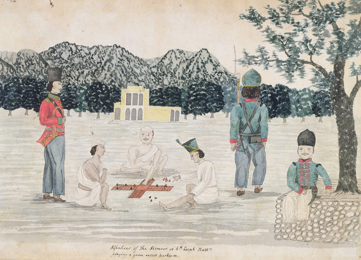 देहरादून में गोरखा जीवन का चित्र, c.1821 (कागज पर wc) द्वारा माननीय। फ्रेडरिक शोर