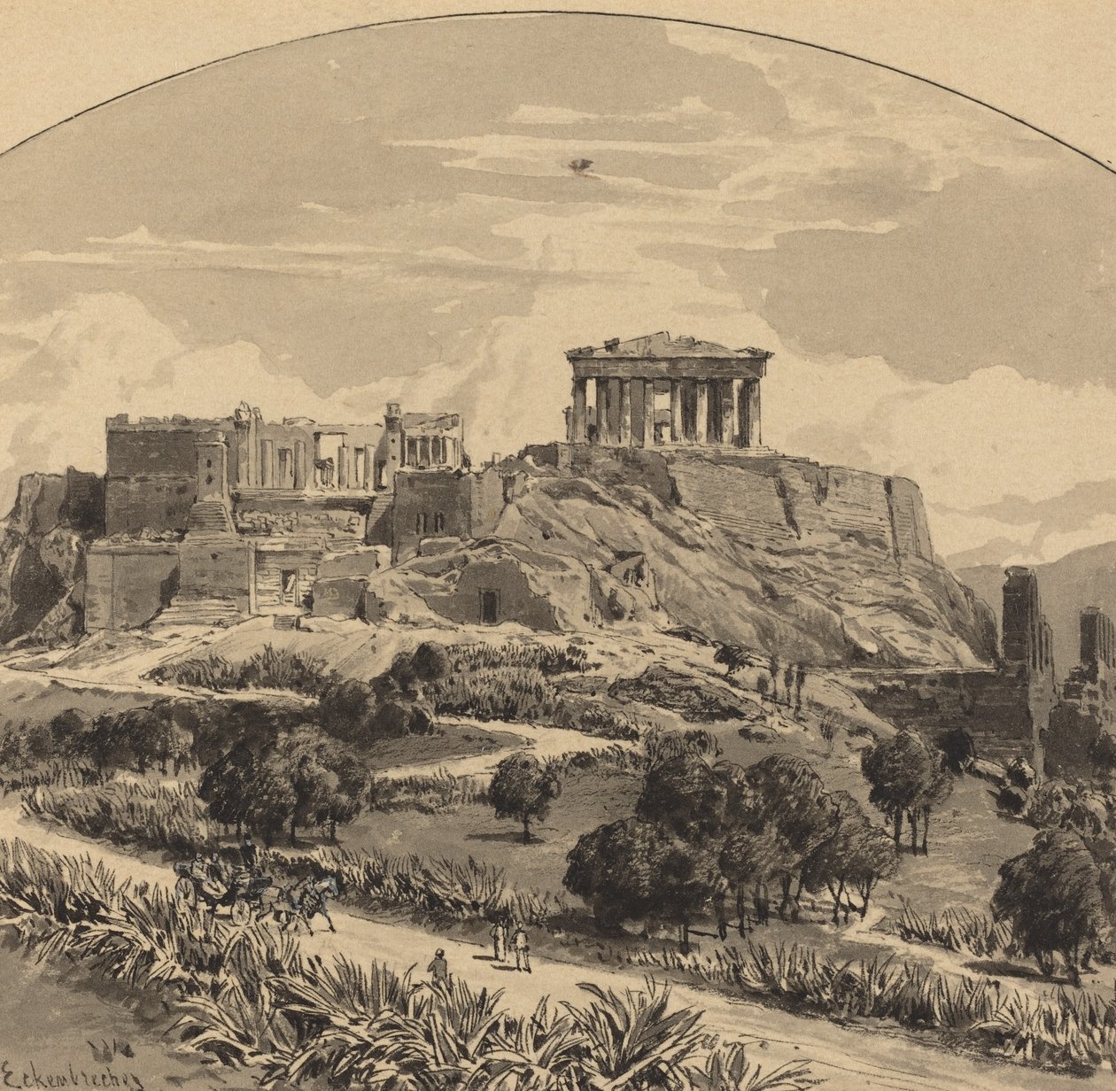 पश्चिम से एक्रोपोलिस, 1890। द्वारा कॉर्नर क्रशर से थिमिस्टोकल्स