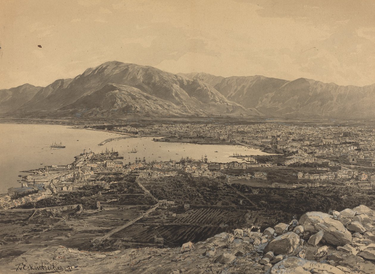 पीरियस का हार्बर, 1891। द्वारा कॉर्नर क्रशर से थिमिस्टोकल्स