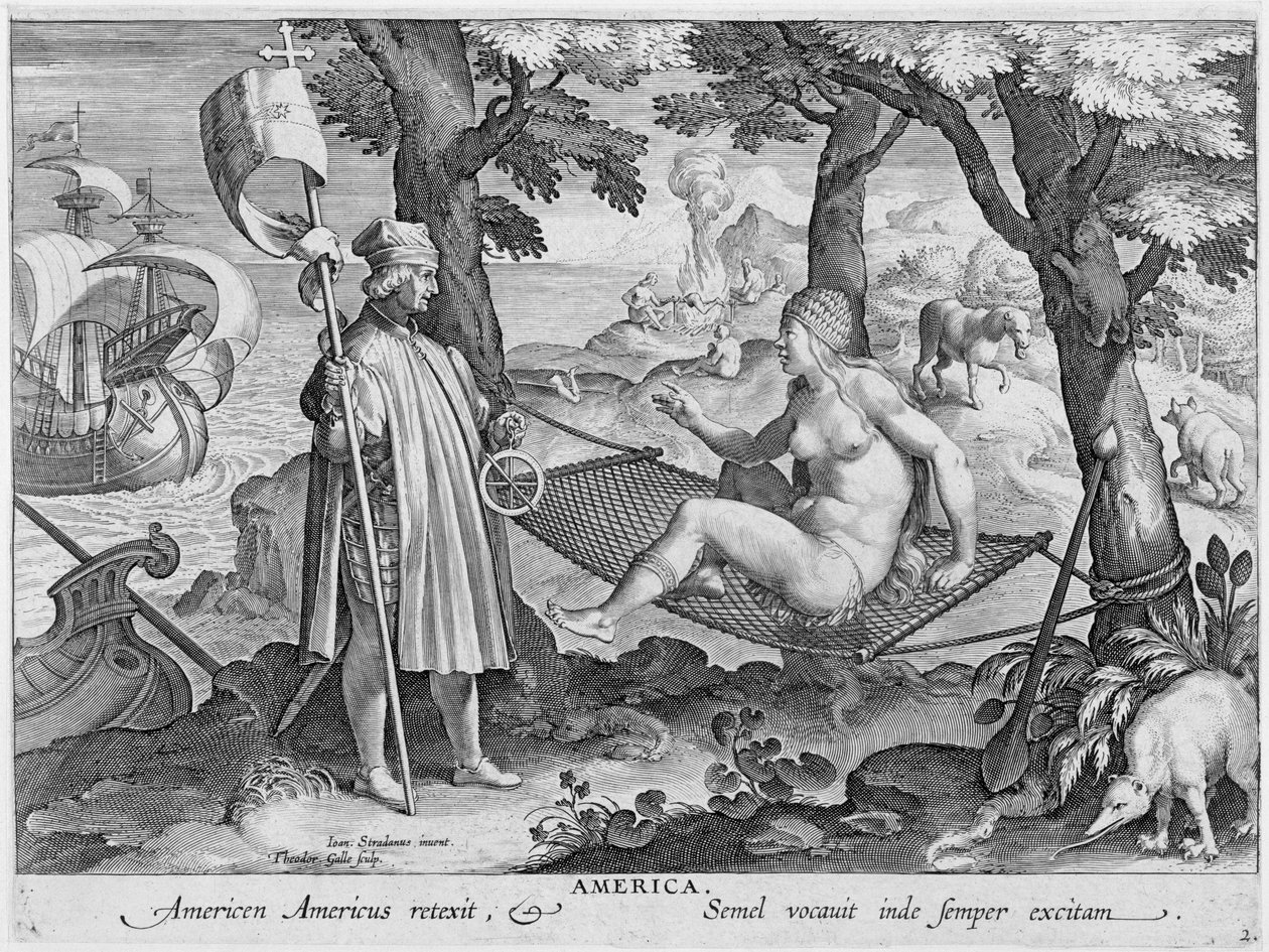 कोलंबस 'अमेरिका की खोज', 1492, c1600 द्वारा थियोदूर गाले