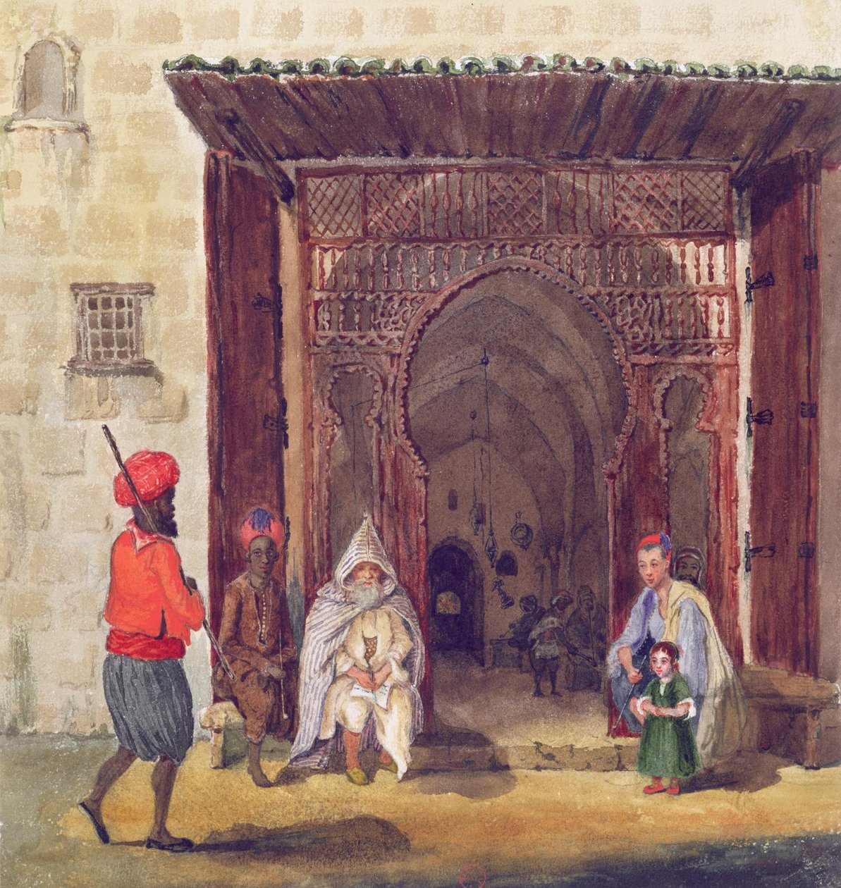 अल्जीयर्स की एक मस्जिद में प्रवेश, c.1830 द्वारा थियोडोर लेब्लांक
