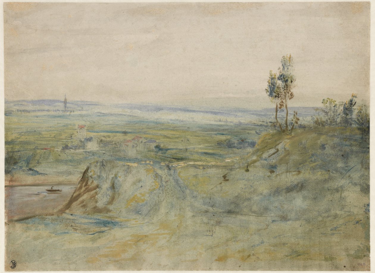 La Plaine, Meudon की ऊँचाई का दृश्य, c.1833 (wow पेपर पर wc और तेल पेंट) द्वारा पियरे इटियेन थियोडोर रूसो