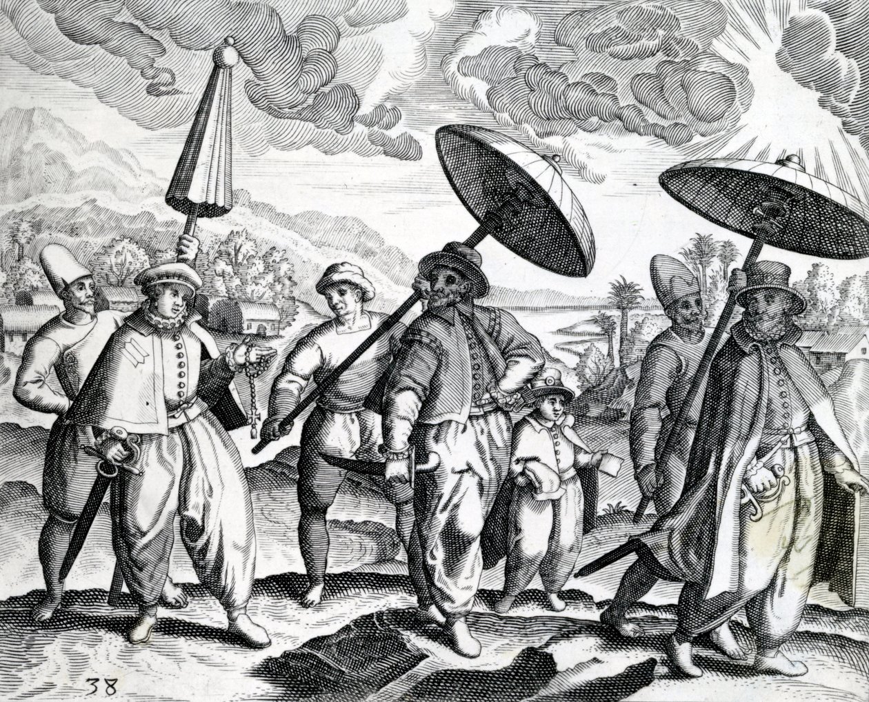 1598 &39;इंडिया ओरिएंटलिस&39; के लोगों का एक समूह द्वारा थियोडोर डी ब्राय
