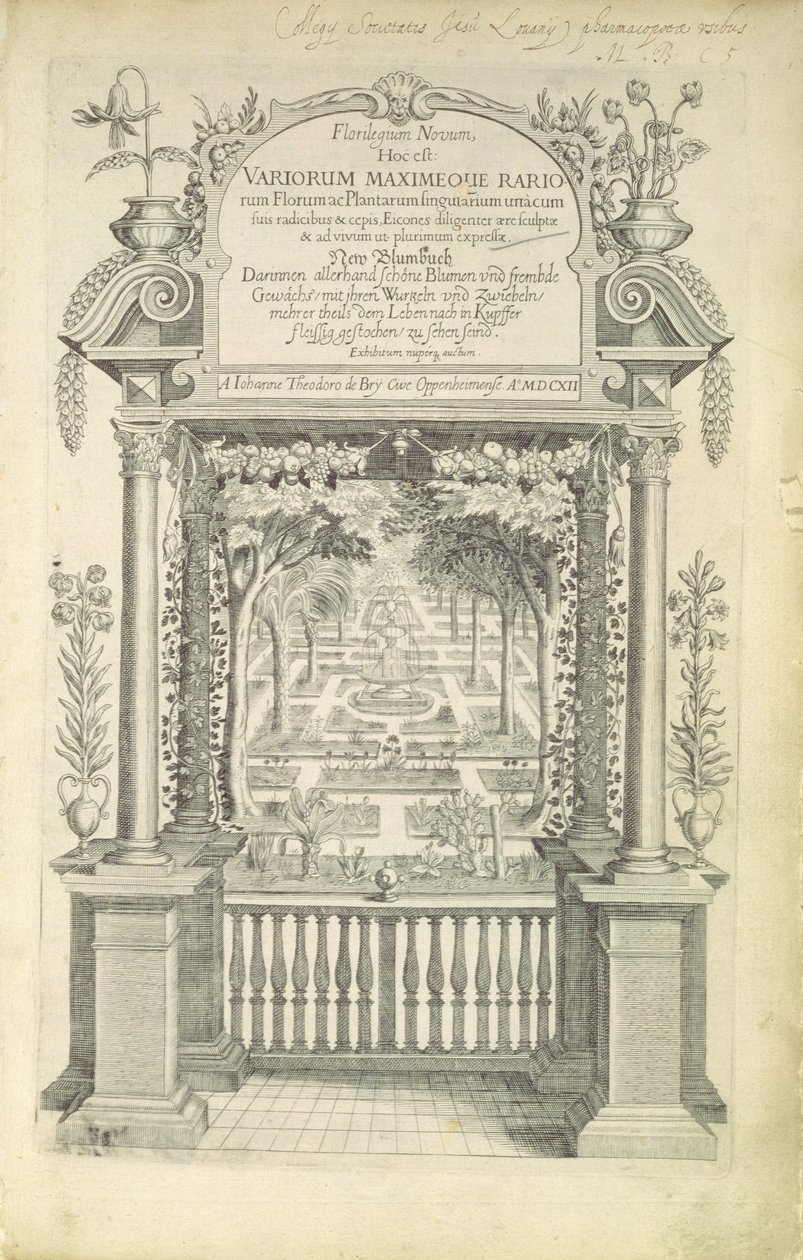 &39;फ्लोरिलेगियम&39; से शीर्षक पृष्ठ, 1612 प्रकाशित द्वारा थियोडोर डी ब्राय