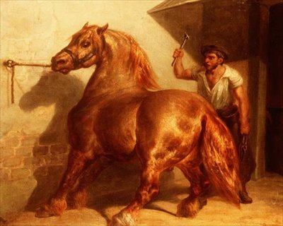 लोहार पर गाड़ी का घोड़ा द्वारा थिओडोर (attr। To) Gericault