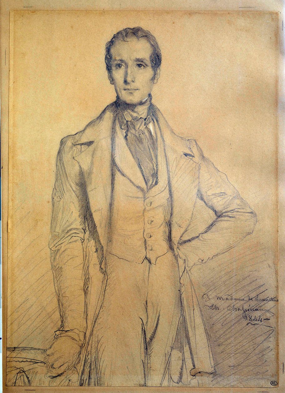 कवि अल्फोंस डी लैमार्टिन (1790-1869) का चित्र थियोडोर चेसेरियाउ (1819-1856) 1834 सन द्वारा चित्रित। 0,31x0,22 वर्ग मीटर द्वारा थियोडोर चेसियारौ
