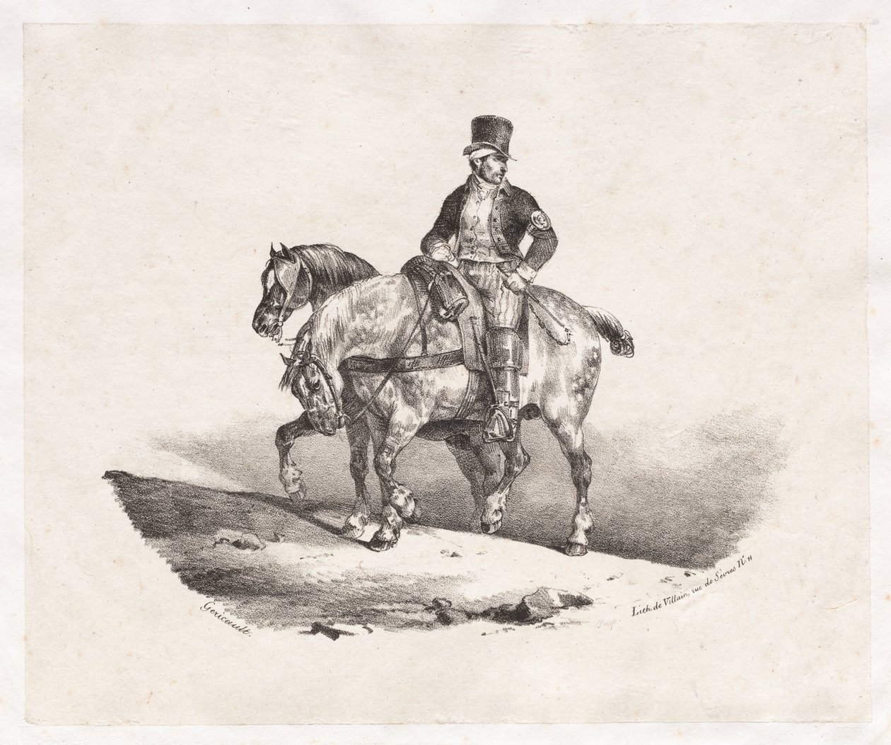 पोस्टमैन या दो हार्नेसेड घोड़े, 1823। द्वारा थियोडोर गेरिकौल्ट