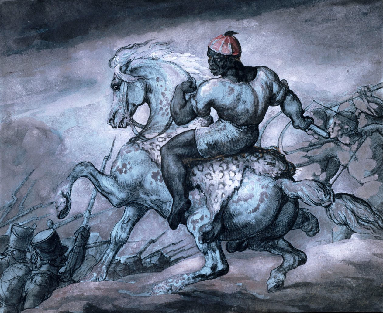 औपनिवेशिक युद्ध से दृश्य: एक पालने वाले घोड़े पर एक काला द्वारा थियोडोर गेरिकौल्ट