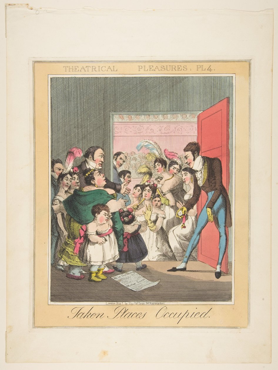 नाटकीय सुख, प्लेट 4: स्थानों पर कब्जा कर लिया, सीए। 1835। द्वारा थियोडोर लेन