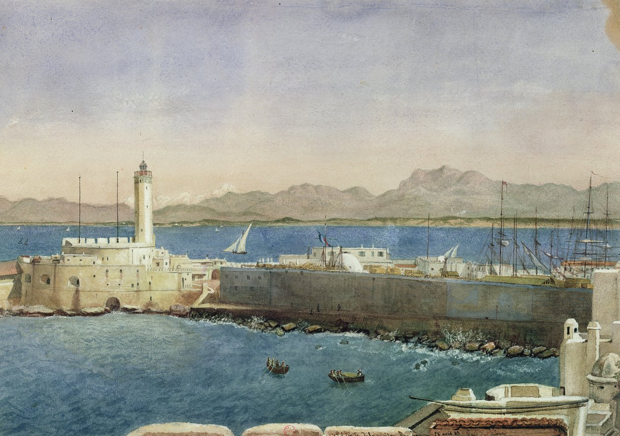 अल्जीयर्स पर हार्बर और जेट्टी, c.1830 द्वारा थियोडोर लेब्लांक
