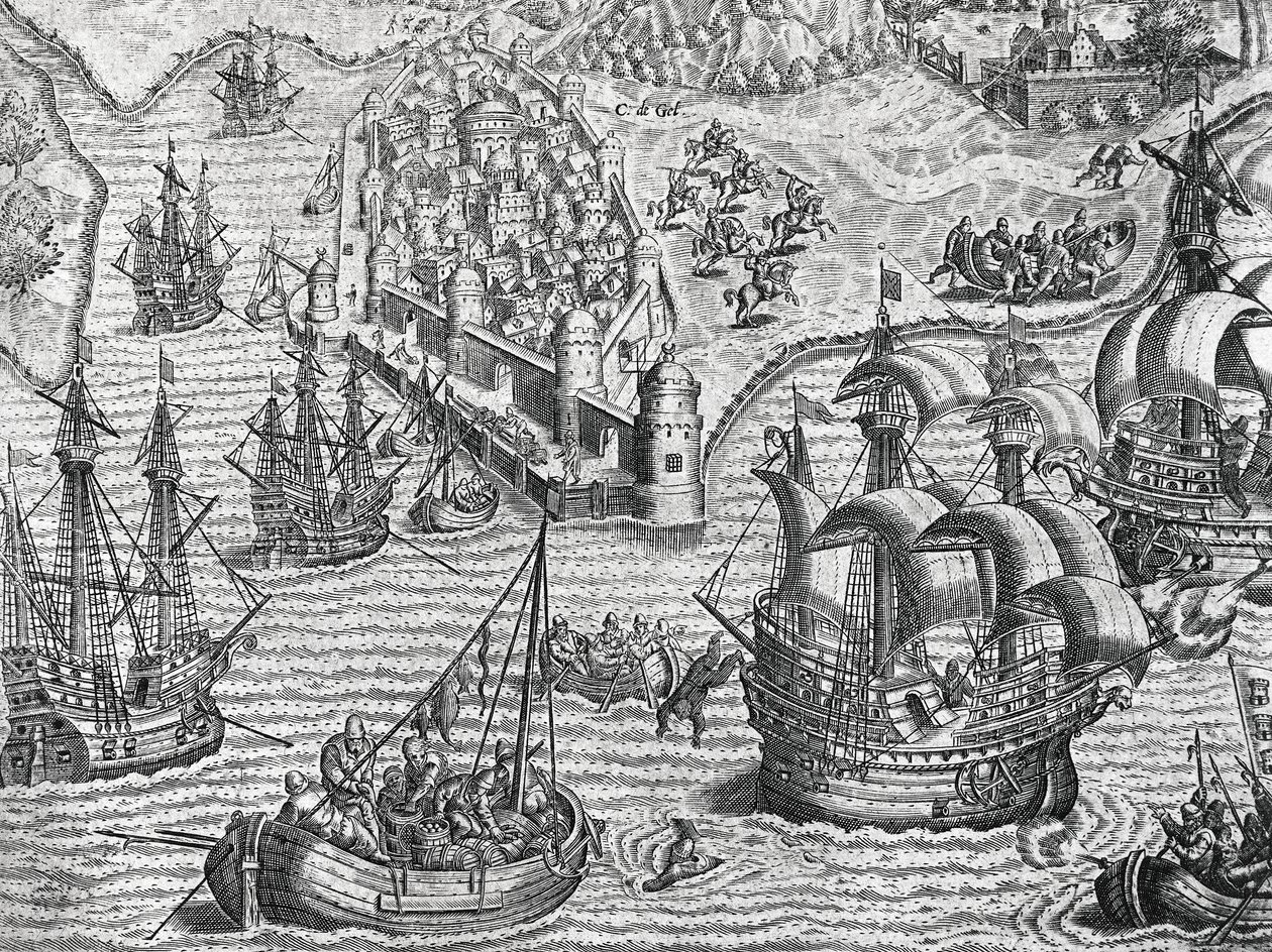 थियोडोर डी ब्राय (1528-1598), फ्रैंकफर्ट द्वारा अमेरिकी इतिहास से नौसेना युद्ध, उत्कीर्णन द्वारा थियोडोर डी ब्राय