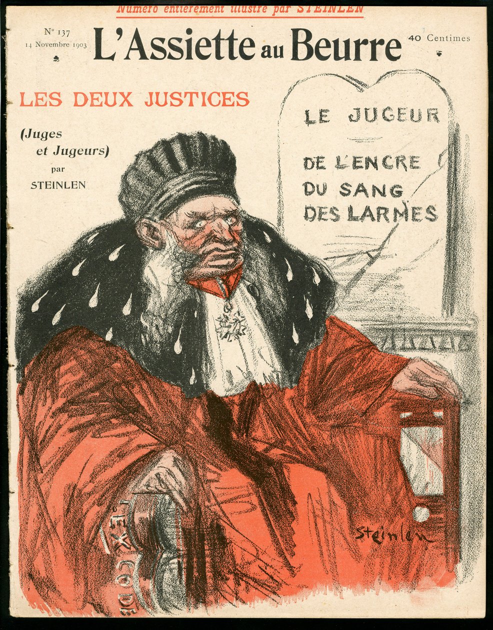"" L'Plate aueurre "" का कवर, संख्या १३७, Satirique en Couleurs द्वारा थियोफाइल एलेक्जेंडर स्टीनलेन