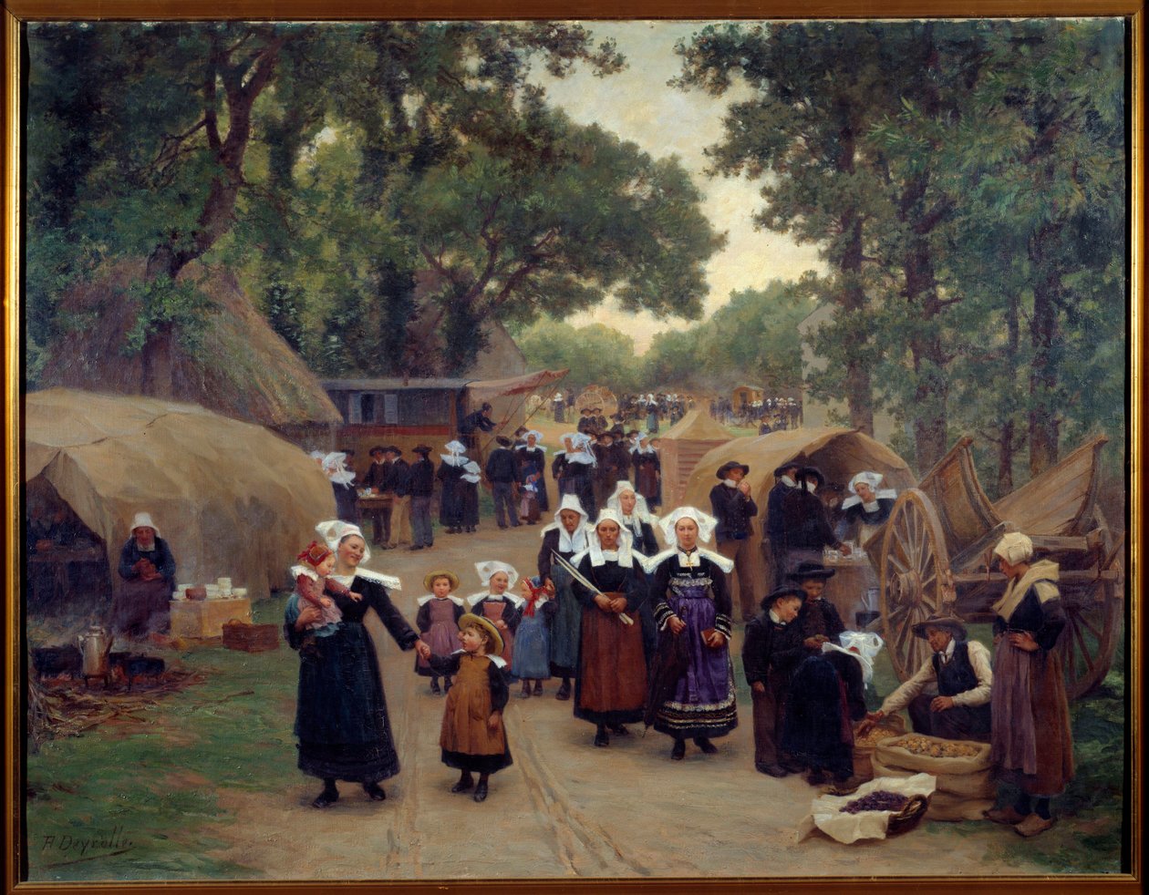Pardon de Fouesnant Breton Families में पारंपरिक वेशभूषा में आगमन। थियोफाइल डेरोल (1844-1923) 1892 ब्रेस्ट द्वारा पेंटिंग, ललित कला संग्रहालय द्वारा थियोफाइल लुई डायरोल