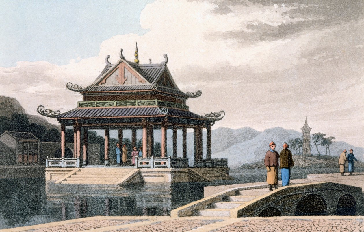चीनी मंडप, 1810 (रंगीन एक्वाटिंट) द्वारा थॉमस और विलियम डेनियल