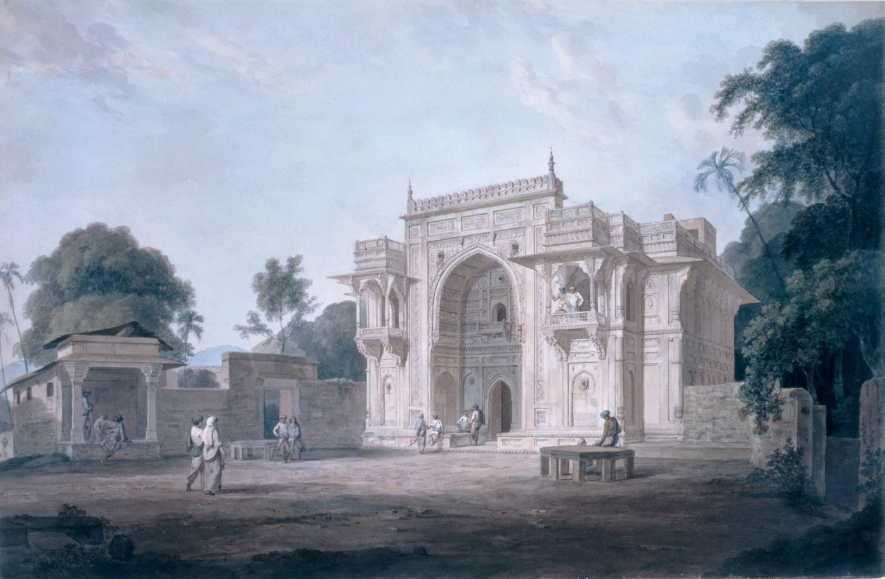 गेट एक मस्जिद की ओर जाता है, चुनारगढ़, उत्तर प्रदेश (रंगीन जलीय) द्वारा थॉमस और विलियम डेनियल